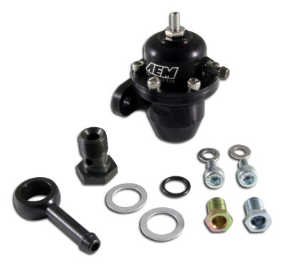 AEM 86-93 Acura / 95-98 TL / 88-91 Civic/CRX / 92-01 Prelude Black Adjustable Fuel Pressure Regulato - 25-303BK Photo - Primary