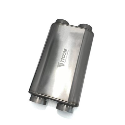 Ticon Industries 17in OAL 3.0in Dual In/Out Thin Oval Titanium Muffler - Matte - 116-07623-0250 User 1