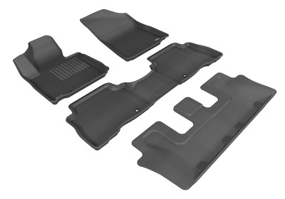 3D MAXpider 2014-2015 Kia Sorento 7-Seats Kagu 1st & 2nd & 3rd Row Floormats - Black - L1KA01601509 Photo - Primary