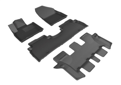 3D MAXpider 2016-2020 Kia Sorento 7-Seat Kagu 1st & 2nd & 3rd Row Floormats - Black - L1KA03001509 Photo - Primary