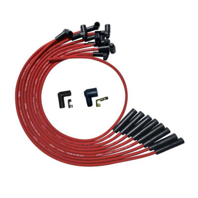 Moroso BBC Over Valve Cover Straight Plug Ends HEI Ultra Spark Plug Wire Set - Red - 52040 User 1