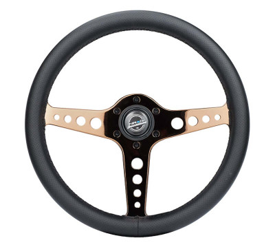 NRG Light Weight Gaming Steering Wheel - Driftz 350mm 3 Rose Gold Spokes Perforated Leather - ST-034RG-PR Photo - Primary