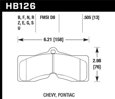 Hawk 65-73 Chevrolet Corvette Front ER-1 Brake Pads - HB126D.505 Photo - Primary
