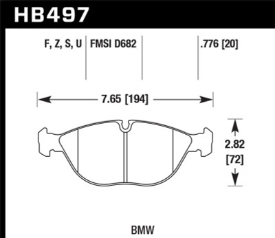 Hawk 95-01 BMW 750iL 5.4L Base Front ER-1 Brake Pads - HB497D.776 Photo - Primary