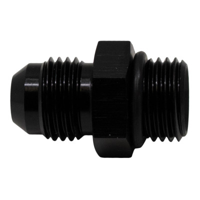 DeatschWerks 6AN ORB Male to 6AN Male Flare Adapter (Incl O-Ring) - Anodized Matte Black - 6-02-0404-B Photo - Primary
