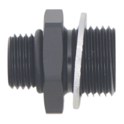 DeatschWerks 6AN ORB Male to M18 X 1.5 Metric Male (Incl O-Ring and Washer) - Anodized Matte Black - 6-02-0606-B Photo - Primary