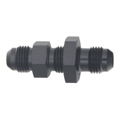DeatschWerks 6AN Male Flare to 6AN Male Flare Bulkhead Adapter (Incl Nut) - Anodized Matte Black - 6-02-0708-B Photo - Primary