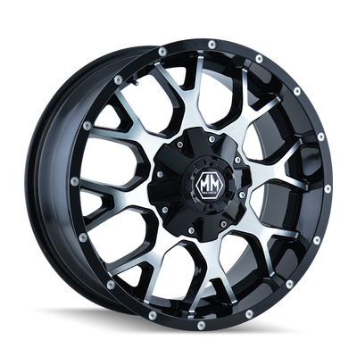 Mayhem 8015 Warrior 18x9 / 6x135 BP / -12mm Offset / 106mm Hub Black/Machined Face Wheel - 8015-8937B Photo - Primary