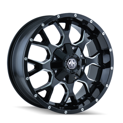 Mayhem 8015 Warrior 18x9 / 5x114.3 BP / 18mm Offset / 87mm Hub Black w/ Milled Spokes Wheel - 8015-8956M18 Photo - Primary