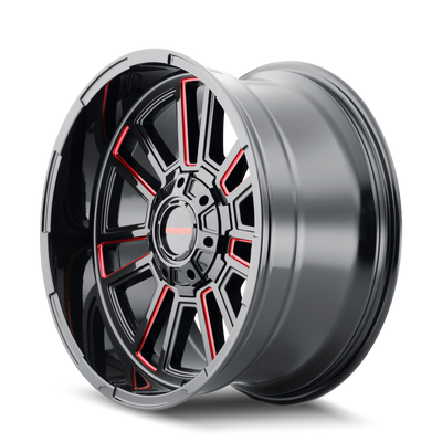 Mayhem 8115 Apollo 20x9 / 8x165.1 BP / 0mm Offset / 125.2mm Hub Black w/ Prism Red Wheel - 8115-2981BTR Photo - Primary