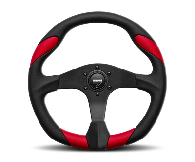 Momo Retro Steering Wheel 360 mm - 4 Black Leather/Wht Stitch/Brshd Spokes - RET36BK2S Photo - Primary