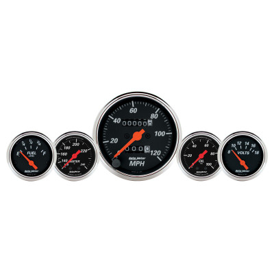 AutoMeter Gauge Kit 5 Pc. 3-1/8in. & 2-1/16in. Mech. Speedo. Wtmp & Oilp Designer Blk - 1411 User 1