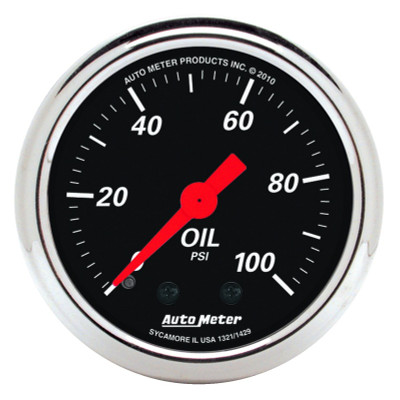 AutoMeter Gauge Oil Press 2-1/16in. 100PSI Mech Designer Black - 1429 Photo - Primary
