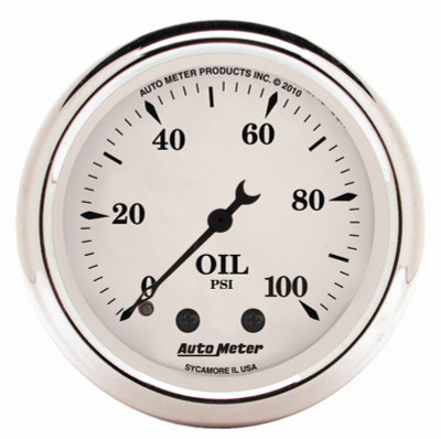 AutoMeter Gauge Oil Press 2-1/16in. 100PSI Mech Old Tyme White - 1621 Photo - Primary
