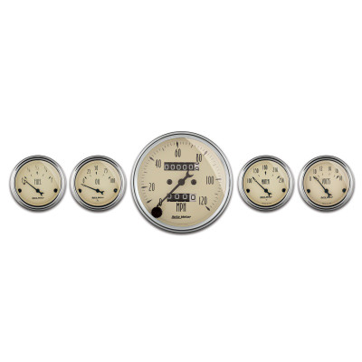 AutoMeter Gauge Kit 5 Pc. 3-1/8in. & 2-1/16in. Mech. Speedometer Antique Beige - 1808 Photo - Primary