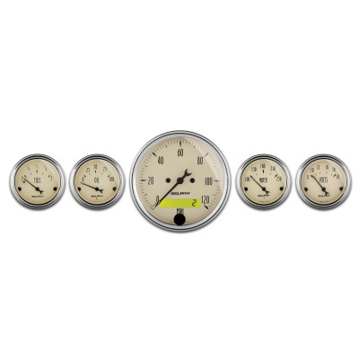 AutoMeter Gauge Kit 5 Pc. 3-1/8in. & 2-1/16in. Elec. Speedometer Antique Beige - 1809 Photo - Primary