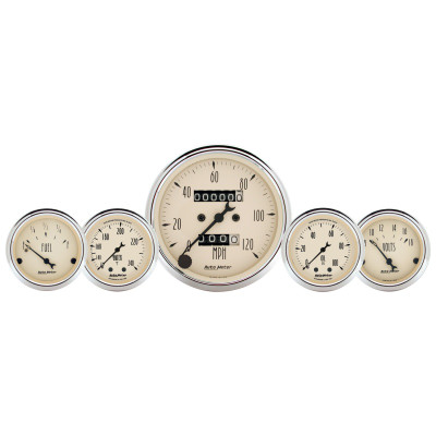 AutoMeter Gauge Kit 5 Pc. 3-1/8in. & 2-1/16in. Mech. Speedo. Wtmp & Oilp Antq Beige - 1811 User 1