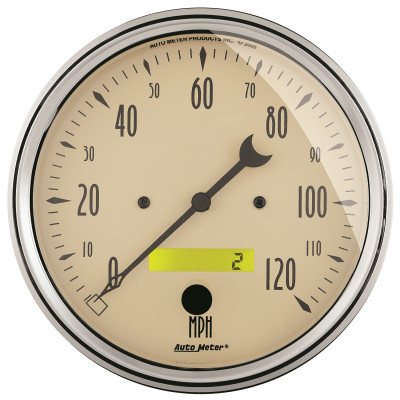 AutoMeter Gauge Speedometer 5in. 120MPH Elec. Prog. W/ Lcd Odo Antique Beige - 1889 Photo - Primary