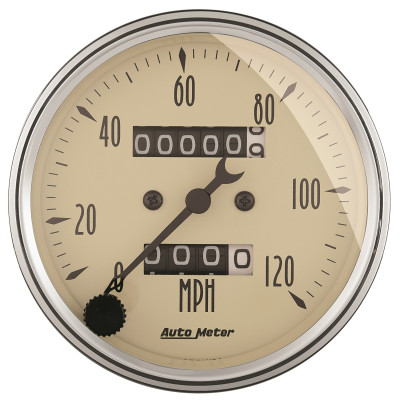 AutoMeter Gauge Speedometer 3-1/8in. 120MPH Mechanical Antique Beige - 1896 Photo - Primary