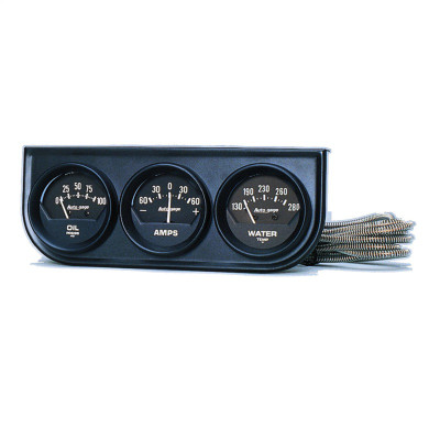 AutoMeter Gauge Console Oilp/Wtmp/Amp 2in. 100PSI/280 Deg. F/60A Blk Dial Blk Bzl Ag - 2347 Photo - Primary