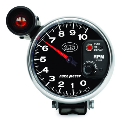 AutoMeter Gauge Tachometer 5in. 10K RPM Pedestal W/ Ext. Shift-Lite Gs - 3899 Photo - Primary