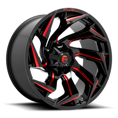Fuel Off Road Model D755 REACTION Gloss Black Milled with Red Tint 24X12