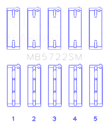 King Mitsubishi 2007+ 4B11T Turbo EVO X (Size +0.25mm) Crankshaft Main Bearing Set - MB5722SM0.25 Photo - Primary