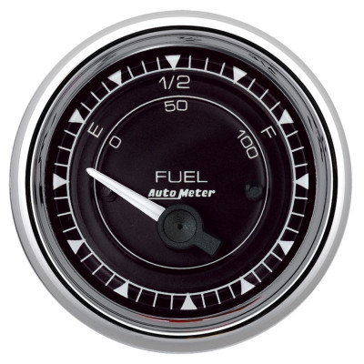 AutoMeter Chrono 2-1/16in 0E 240E-33F Ohm Electric Fuel Level Gauge - Chrome - 9716 Photo - Primary
