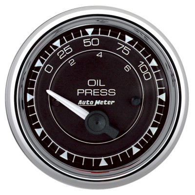 Autometer Chrono 2-1/16in 100PSI Electric Pressure Gauge - Chrome - 9727 Photo - Primary