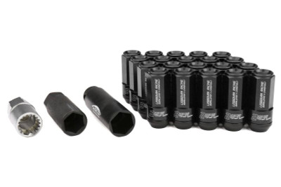 Project Kics Leggdura Racing Shell Type Lug Nut 54mm Open-End Look 16 Pcs + 4 Locks 14X1.5 Black - KRL5414K User 1
