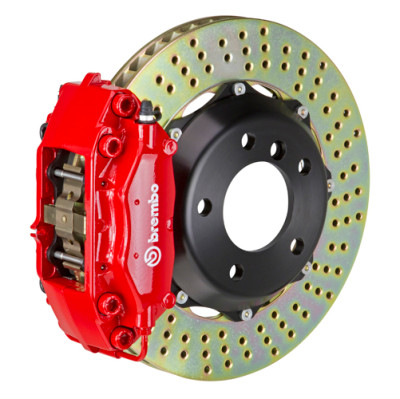 Brembo 02-06 Mini Cooper Front GT BBK 4 Piston Cast 2pc 320x28 2pc Rotor Drilled-Red - 1C1.6001A2 Photo - Primary