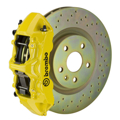 Brembo 05-14 Mustang GT Excl non-ABS Equipped Fr GT BBK 6Pist Cast 355x32 1pc Rtr Drill-Yellow - 1M4.8001A5 Photo - Primary