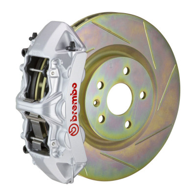 Brembo 05-14 Mustang GT Excl non-ABS Equipped Fr GT BBK 6Pist Cast 355x32 1pc Rtr Slot Type1-Silver - 1M5.8001A3 Photo - Primary