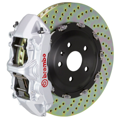 Brembo 07-18 Wrangler/Unlimited Front GT BBK 6 Piston Cast 365x34 2pc Rotor Drilled-Silver - 1N1.8508A3 Photo - Primary