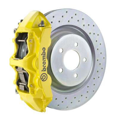 Brembo 10-15 Camaro V6 Front GT BBK 6 Piston Cast 355x32 1pc Rotor Drilled- Yellow - 1N4.8001A5 Photo - Primary