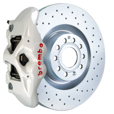 Brembo 05-10 Jetta GLI Front GT BBK 4 Piston Cast 345x30 1pc Rotor Drilled-White - 1S4.8002A6 Photo - Primary