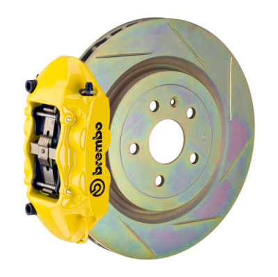 Brembo 10-15 Camaro V6 Rear GT BBK 4 Piston Cast 365x28 1pc Rotor Slotted Type-1- Yellow - 2P5.8001A5 Photo - Primary