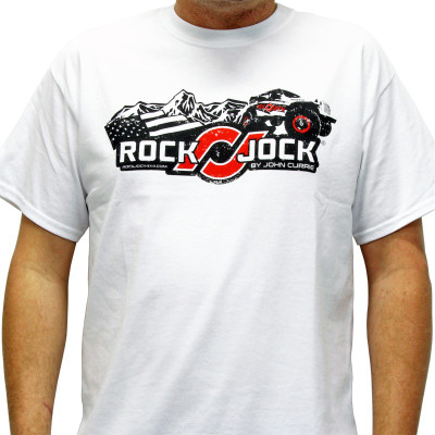 RockJock T-Shirt w/ Logo and Jeep White Youth Small Print on the Front - RJ-711000-YS Photo - Primary