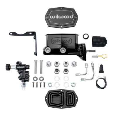 Wilwood Compact Tandem M/C Aluminum 1.00in Bore w/ Brkt/Valve/Push (Mopar) - Black E-coat - 261-17319-BK Photo - Primary