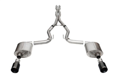 Corsa 24 Ford Mustang GT- Sport Cat-Back Ex.Sys 3.0in Dual Rear Exit w/4.5in Blk PVD StraightCut Tip - 21255BLK Photo - Primary