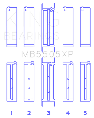 King Ford V8 351ci 5.8L / 400ci 6.6L 16V (Size .001) Main Bearing Set - MB5505XP001 Photo - Primary