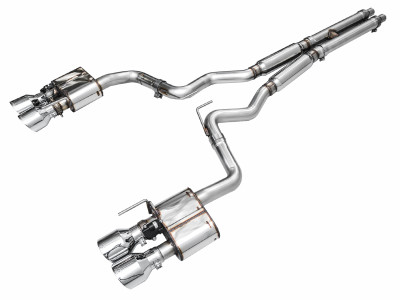 AWE 2024 Ford Mustang Dark Horse S650 RWD SwitchPath Catback Exhaust w/ Quad Chrome Silver Tips - 3025-42375 Photo - Primary