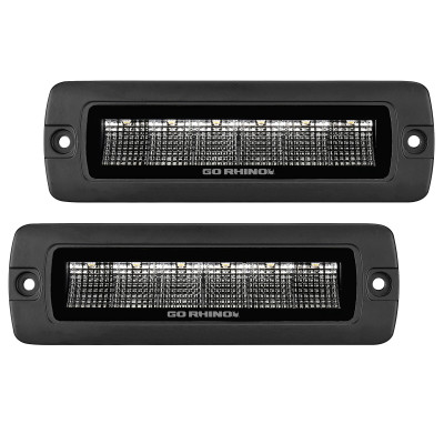 Go Rhino Xplor Blackout Series Sixline LED Flood Light Kit (Flush Mount) - Blk (Pair) - 750300621FBF Photo - Primary