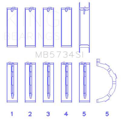 King Ford 302 Cid Coyote (Size +0.5mm) Main Bearing Set - MB5734SI0.5 Photo - Primary