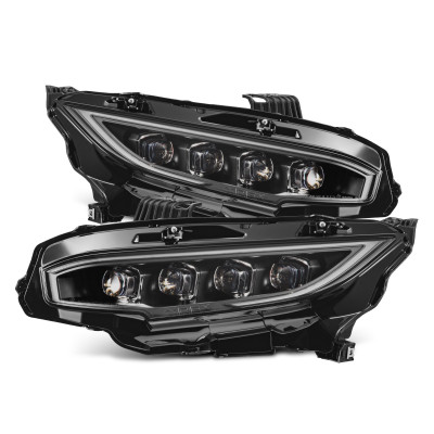 AlphaRex 16-21 Honda Civic NOVA-Series LED Proj Headlights Blk w/Activation Light & Seq.Sig / SB DRL - 880491 Photo - Primary