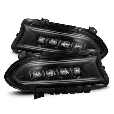 AlphaRex 15-23 Dodge Charger NOVA LED Proj Headlights Alpha-Blk w/Actv Light & Seq.Sig / SB DRL - 880500 Photo - Primary