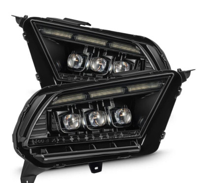 AlphaRex 10-12 Ford Mustang NOVA-Series LED Proj. Headlights Alpha-Blk w/Activ Lght & Seq.Sig SB DBL - 880490 Photo - Primary