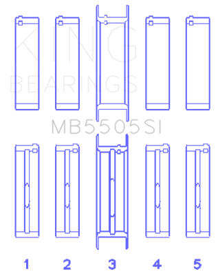 King Engine Bearings Ford 351ci/400ci 16V Main Bearing Set (Size 010) - Set Of 10 - MB5505SI010 Photo - Primary