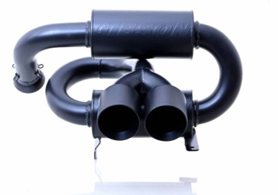 Gibson 2024 Cam-Am Maverick R 4in. T304 Stainless Round Dual Wall Slash-Cut Tip - Black Ceramic - 98057 User 1