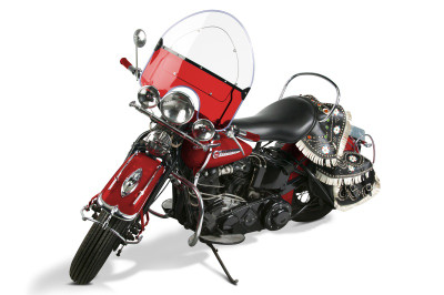 National Cycle 36-47 Harley Davidson Knucklehead/1948 PanHead Vintage Round Top Windshield-Red - N2201 User 1